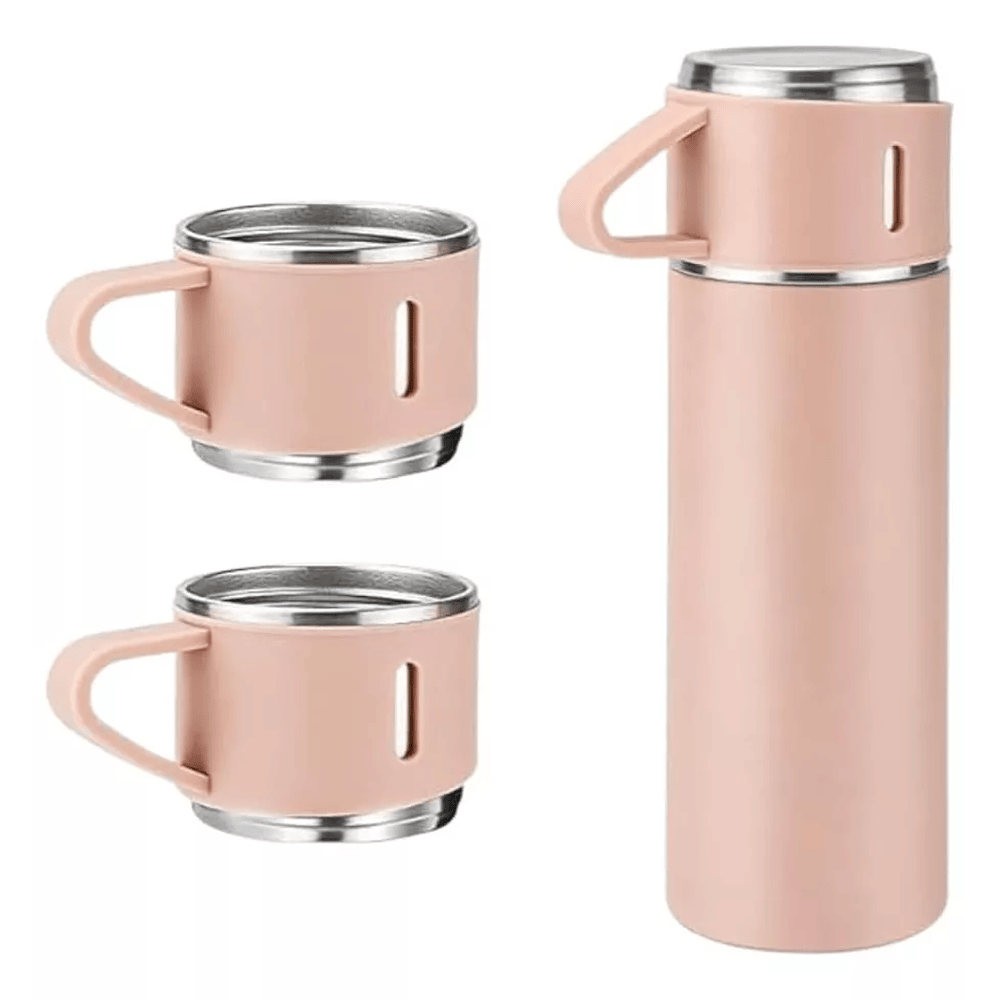 Set Termo X3vasos Portatil 500ml Acero